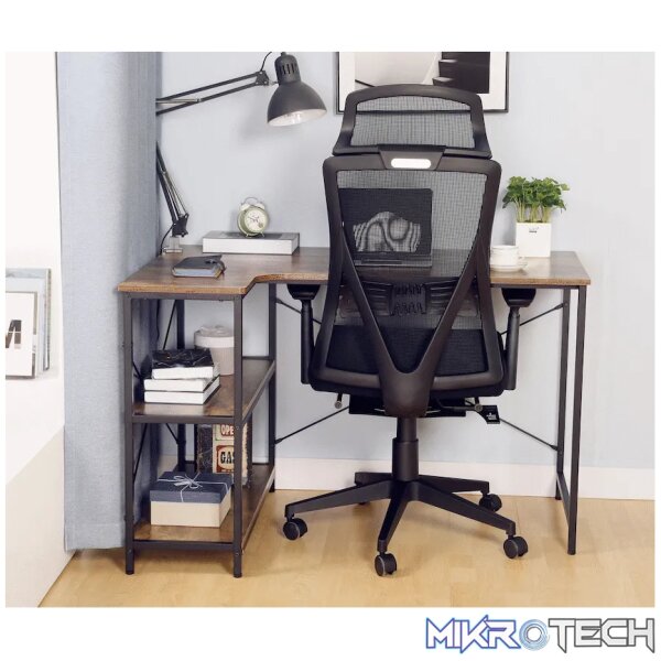 Everfurn Anthony L-Shaped Corner Work Desk - Steel Frame - Image 3