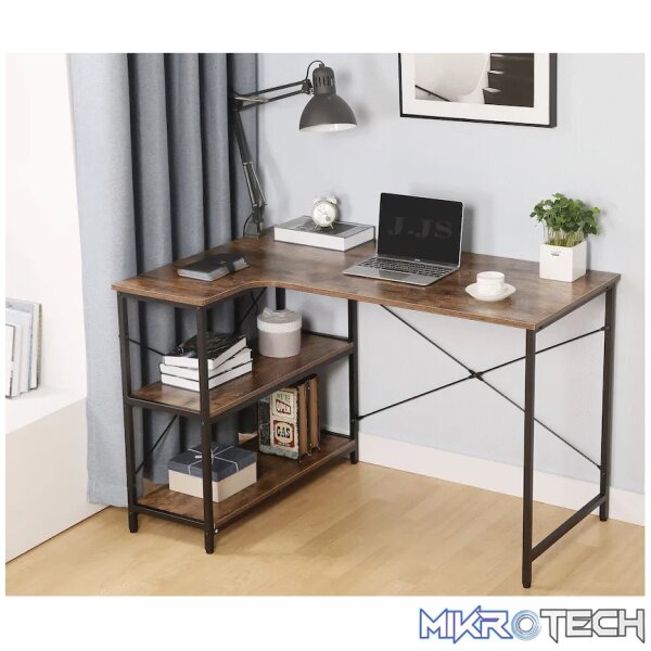 Everfurn Anthony L-Shaped Corner Work Desk - Steel Frame - Image 4
