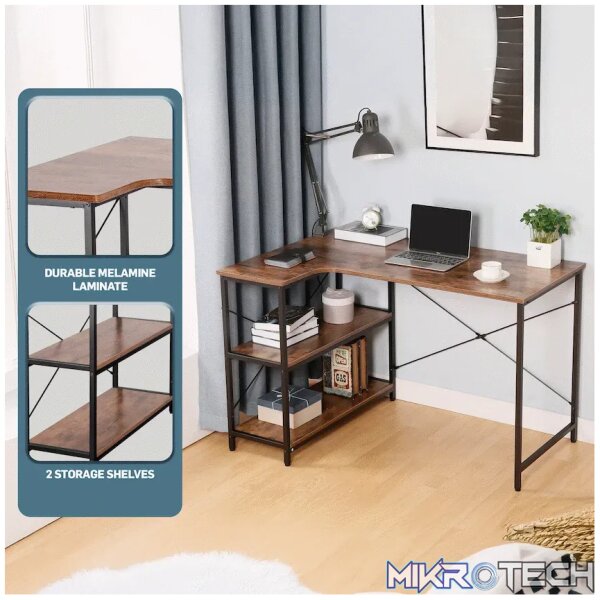Everfurn Anthony L-Shaped Corner Work Desk - Steel Frame - Image 8