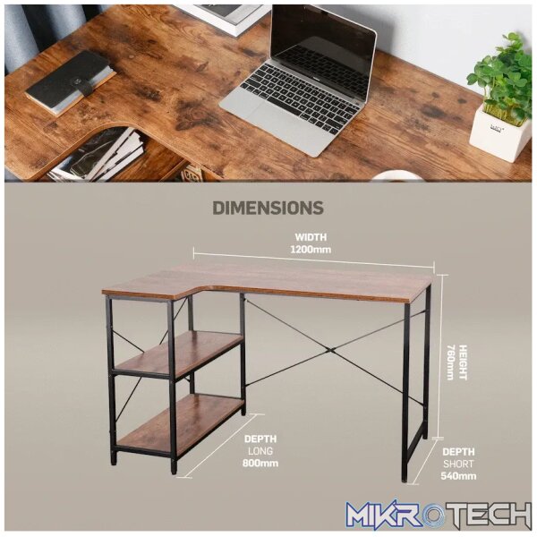 Everfurn Anthony L-Shaped Corner Work Desk - Steel Frame - Image 9