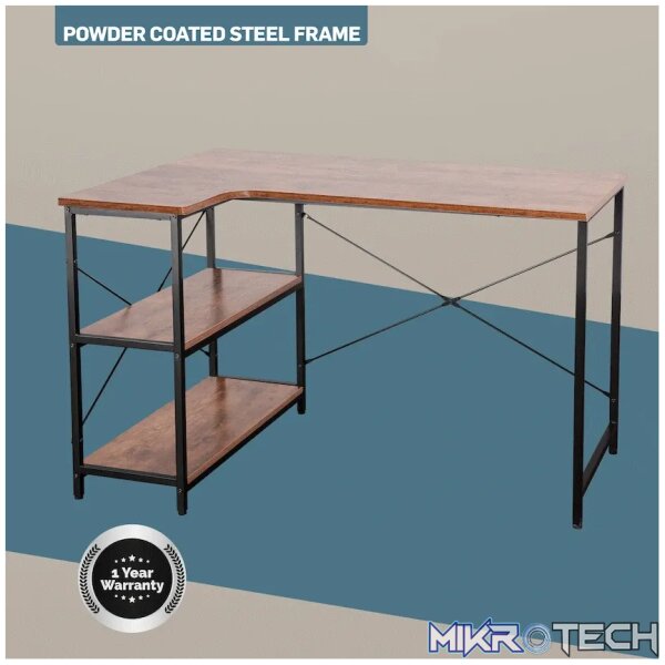 Everfurn Anthony L-Shaped Corner Work Desk - Steel Frame - Image 10