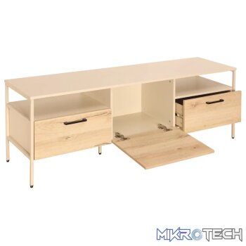 Everfurn Ellen TV Stand - Melamine - Powder-Coated Steel Frame - 2 Drawers - Storage Cabinet