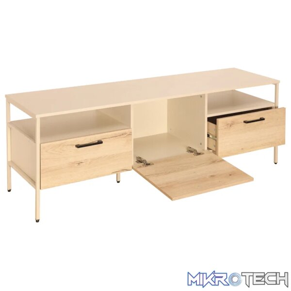 Everfurn Ellen TV Stand - Melamine - Powder-Coated Steel Frame - 2 Drawers - Storage Cabinet Everfurn Ellen TV Stand - Melamine - Powder-Coated Steel Frame - 2 Drawers - Storage Cabinet
