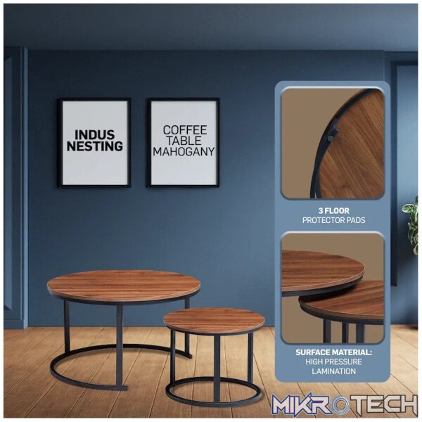 Everfurn Indus Nesting Coffee Table - Mahogany 2-Piece - Image 8