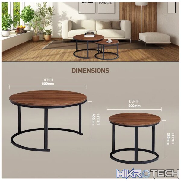 Everfurn Indus Nesting Coffee Table - Mahogany 2-Piece - Image 9