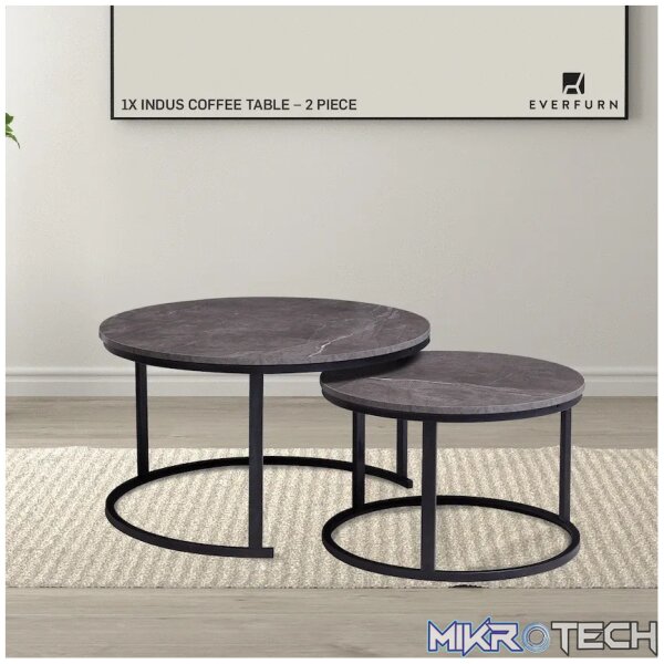 Everfurn Indus Nesting Coffee Table Marble Grey 2 - Piece - Image 4