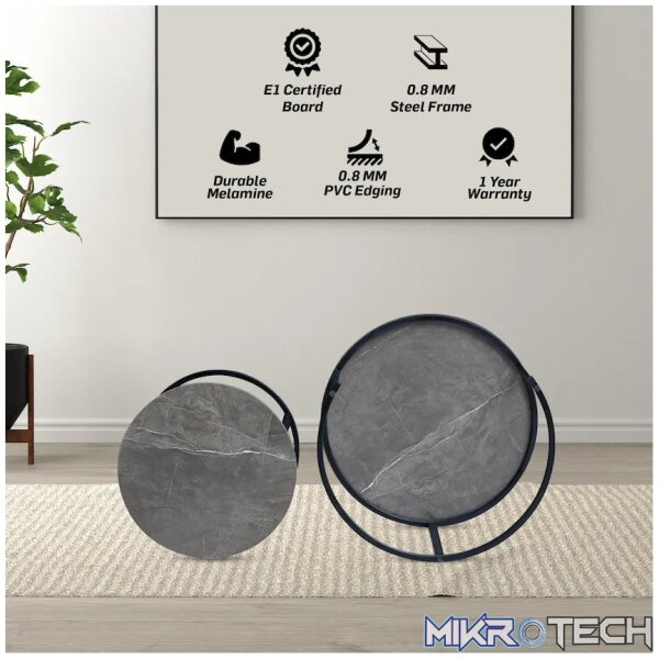 Everfurn Indus Nesting Coffee Table Marble Grey 2 - Piece - Image 6