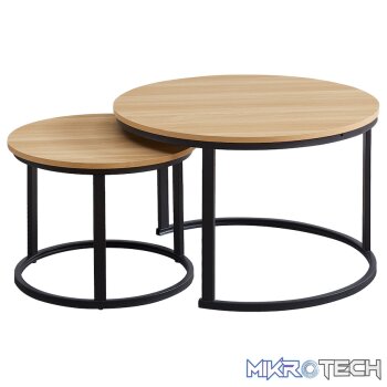 Everfurn Indus Nesting Coffee Table Oak With Black Frame