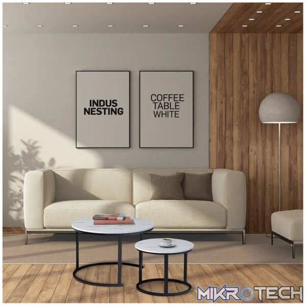 Everfurn Indus Nesting Coffee Table - White (2 Piece) - Image 4