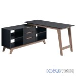 Everfurn Premium Lunar Office Desk - Black - L-Shaped - with Storage (Box 1 of 2)
