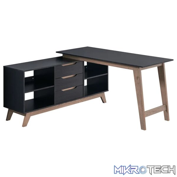 Everfurn Premium Lunar Office Desk - Black - L-Shaped - with Storage (Box 1 of 2) Everfurn Premium Lunar Office Desk - Black - L-Shaped - with Storage (Box 1 of 2)