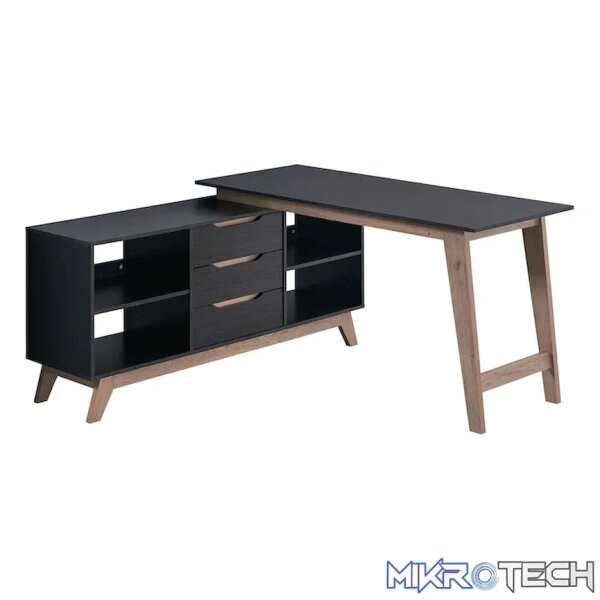 Everfurn Premium Lunar Office Desk - Black, L-Shaped, with Storage (Box 2 of 2) - Image 5