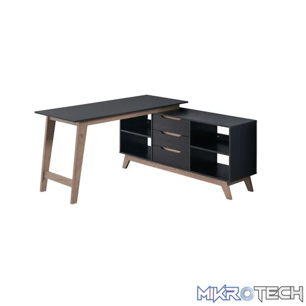Everfurn Premium Lunar Office Desk - Black, L-Shaped, with Storage (Box 2 of 2) - Image 6