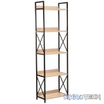 Everfurn Scandanavian Tall Bookcase with Steel Frame - Image 2
