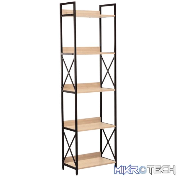 Everfurn Scandanavian Tall Bookcase with Steel Frame - Image 2