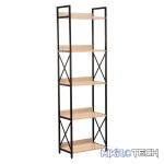 Everfurn Scandanavian Tall Bookcase with Steel Frame