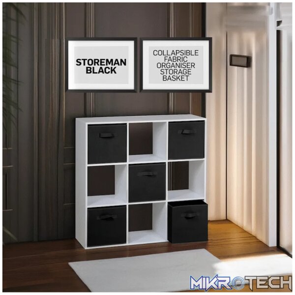 Everfurn Storeman Black, Collapsible Fabric Organiser Storage Basket - Single - Image 9