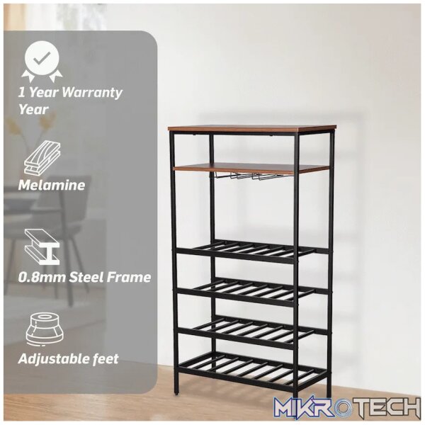 Everfurn Symphony Wine Rack - Steel Frame - Adjustable Feet - Image 4