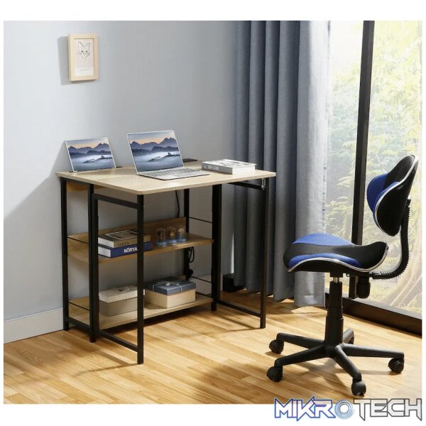 Everfurn Viron Folding Desk with 2-Prong Plugs and USB - Image 7