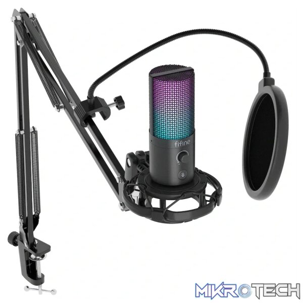 Fifine T669 Pro3 USB Microphone with Pop Filter and Boom Arm Stand - Image 3