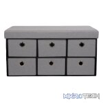 Foldable Storage Ottoman with Six Drawers - Image 2