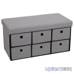 Foldable Storage Ottoman with Six Drawers