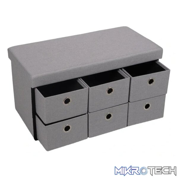 Foldable Storage Ottoman with Six Drawers - Image 3