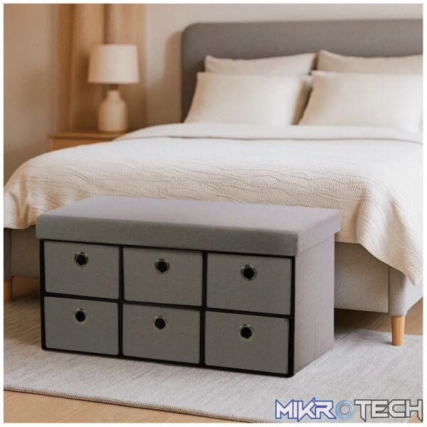 Foldable Storage Ottoman with Six Drawers - Image 4