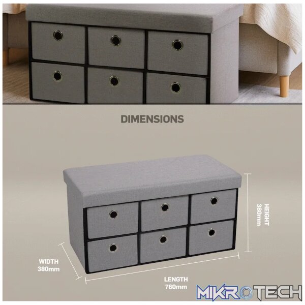Foldable Storage Ottoman with Six Drawers - Image 7