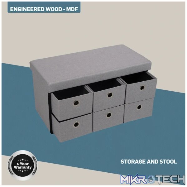Foldable Storage Ottoman with Six Drawers - Image 8