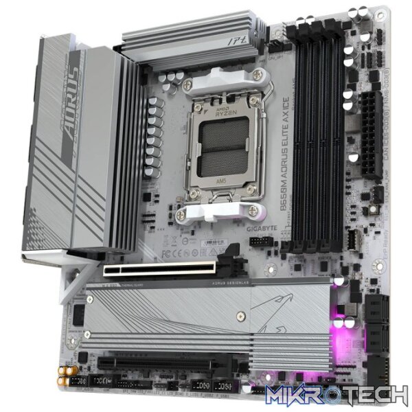 Gigabyte B650M AORUS ELITE AX ICE AMD B650 Ryzen Socket AM5 Micro-ATX Motherboard - Image 3