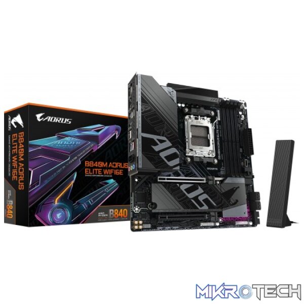 Gigabyte B840M AORUS ELITE WIFI6E AMD B840 Ryzen Socket AM5 Micro-ATX Motherboard Gigabyte B840M AORUS ELITE WIFI6E AMD B840 Ryzen Socket AM5 Micro-ATX Motherboard