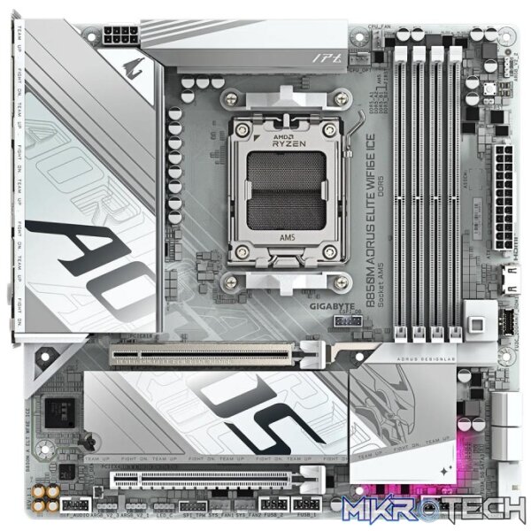 Gigabyte B850M AORUS ELITE WIFI6E ICE AMD B850 Ryzen AM5 Micro-ATX Motherboard - Image 2