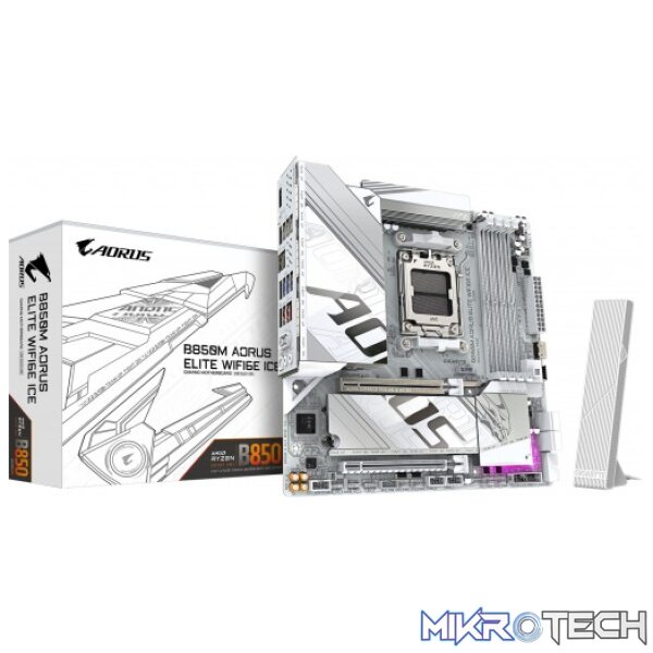 Gigabyte B850M AORUS ELITE WIFI6E ICE AMD B850 Ryzen AM5 Micro-ATX Motherboard Gigabyte B850M AORUS ELITE WIFI6E ICE AMD B850 Ryzen AM5 Micro-ATX Motherboard