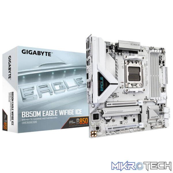 Gigabyte B850M EAGLE WIFI6E ICE AMD B850 Ryzen Socket AM5 Micro-ATX Motherboard Gigabyte B850M EAGLE WIFI6E ICE AMD B850 Ryzen Socket AM5 Micro-ATX Motherboard
