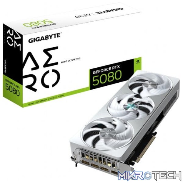 Gigabyte GeForce RTX 5080 AERO OC SFF 16GB GDDR7 256-bit PCIe 5.0 Graphics Card Gigabyte GeForce RTX 5080 AERO OC SFF 16GB GDDR7 256-bit PCIe 5.0 Graphics Card