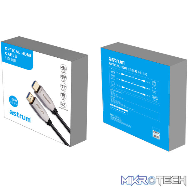HD100 4K V2.0 Fibre Optical HDMI Male to Male 100 Meter Cable - Image 3