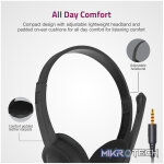HS600 Over-Ear Headphones with Mic, 1 x 3.5mm Aux Jack for Mic/Audio - Image 3