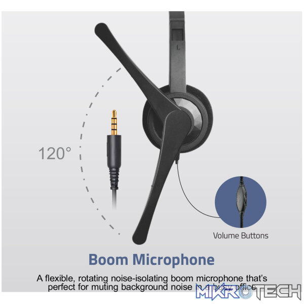 HS600 Over-Ear Headphones with Mic, 1 x 3.5mm Aux Jack for Mic/Audio - Image 4