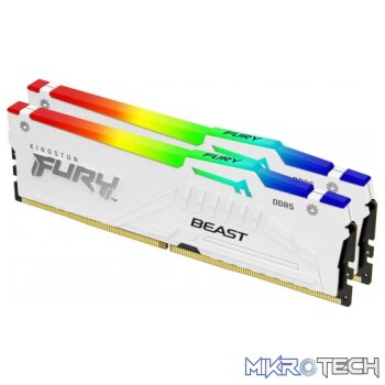 Kingston FURY Beast RGB DDR5 32GB Kit (2×16 GB) 6000 MT/s CL30 White Memory Kit