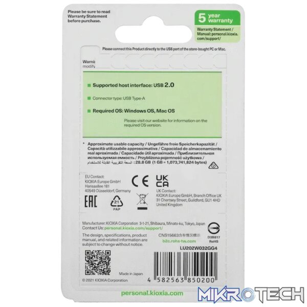 Kioxia 32GB USB 2.0-White - Image 5