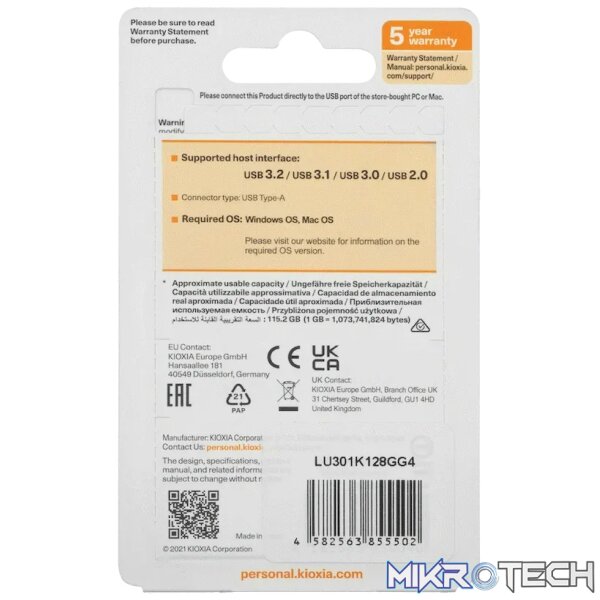 Kioxia U301- 128GB USB 3.2-GEN1-BLK - Image 6