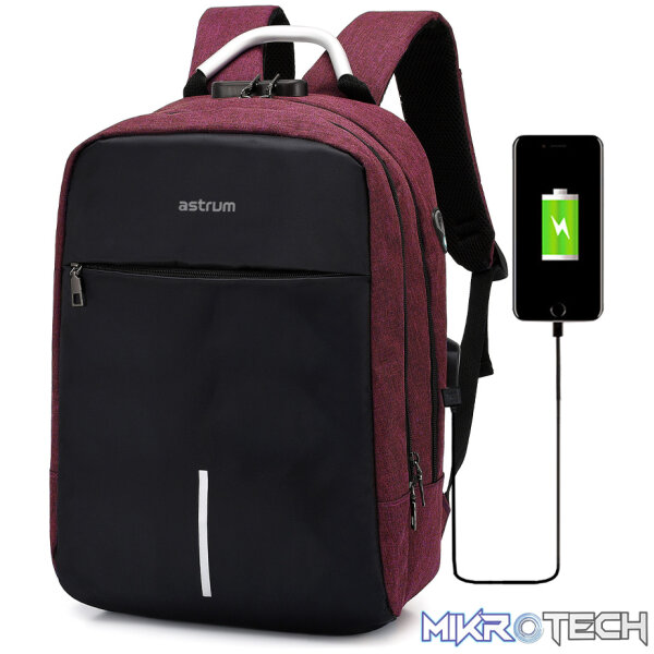 LB220 BACKPACK OXFORD 300D 15" RED/BLACK - Image 2