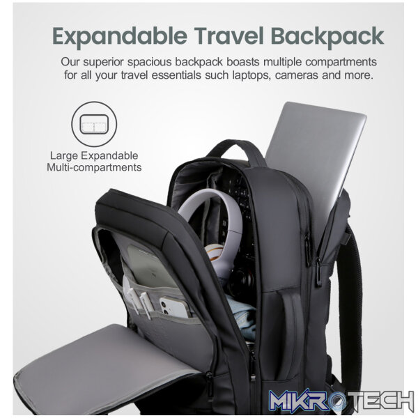 LB310 BACKPACK PU TRAVEL EXPEND BLACK - Image 2