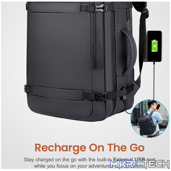 LB310 BACKPACK PU TRAVEL EXPEND BLACK - Image 3