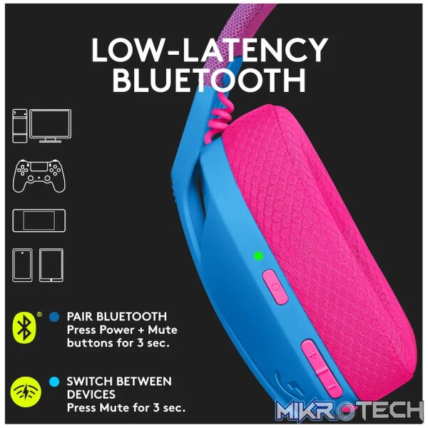 Logitech(R) G435 LIGHTSPEED Wireless Gaming Headset - Blue - Image 3