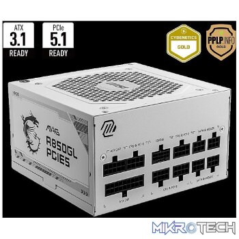 MSI POWER SUPPLY A850GL PCIE5 80+ GO WHI