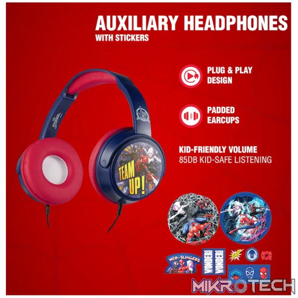 Marvel Spider-Man Auxiliary Headphones with Stickers - Image 3