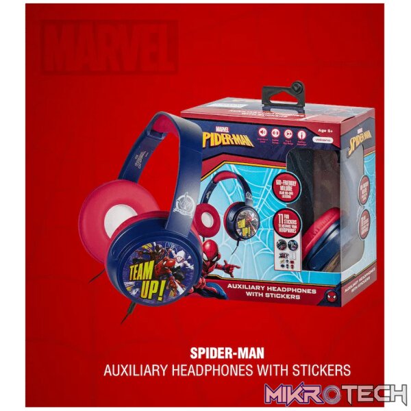 Marvel Spider-Man Auxiliary Headphones with Stickers - Image 6