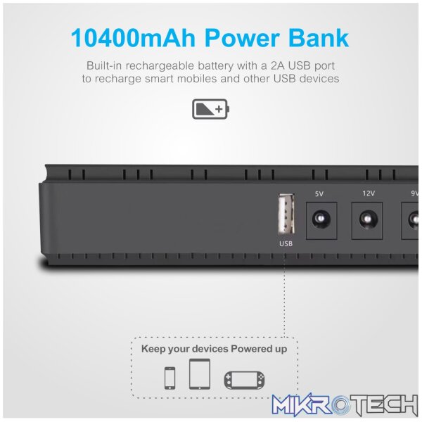 PB070 10400mAh 18W Mini UPS Power Bank - Image 4